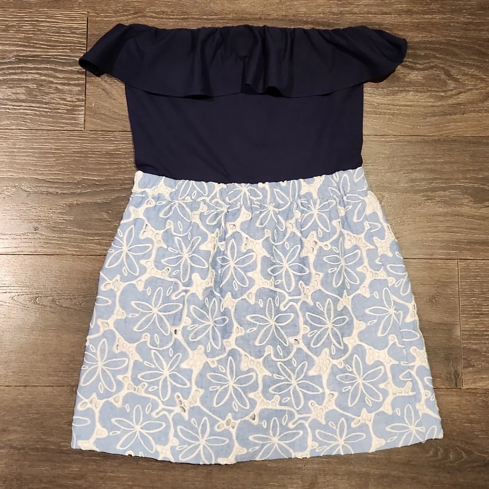 ❤️ LILLY PULITZER STRAPLESS EMBROIDERED EYELET ATHENS MINI DRESS, XS - Picture 5 of 10
